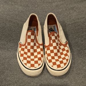 Vans Red and White Checkerboard Slip-Ons